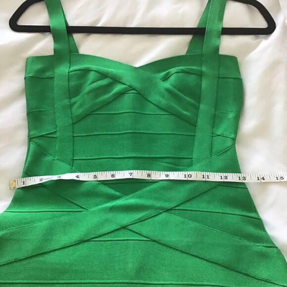 TOXIC ENVY BOUTIQUE-- WOMENS GREEN THICK STRETCHY MIDI BANDAGE DRESS SIZE LARGE - Picture 9 of 9
